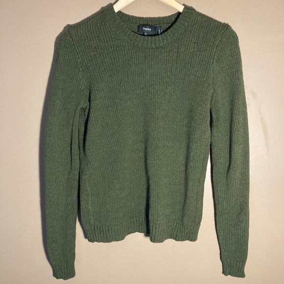 Theory army green merino wool sweater - Picture 1 of 9
